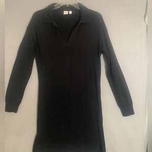 GAP Black Polo Collar Knit Dress Ladies Sz XS True Black